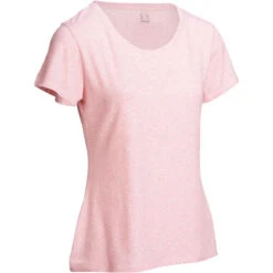 T-shirt Regular Fitness Femme - 500 Essentials Rose Chiné -ProSportif Boutique 8380816