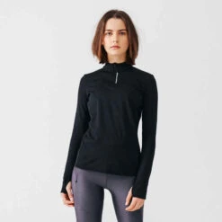 Kalenji T-shirt Manches Longues Chaud Running Femme - Zip Warm Violet -ProSportif Boutique 8394789