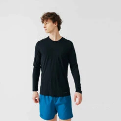 Kalenji Men's Running Breathable Long-Sleeved T-shirt Sun Protect - Black -ProSportif Boutique 8398867