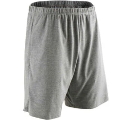 Short Fitness Homme Coton Droit Avec Poche Clés - 100 Gris Court -ProSportif Boutique 8512717