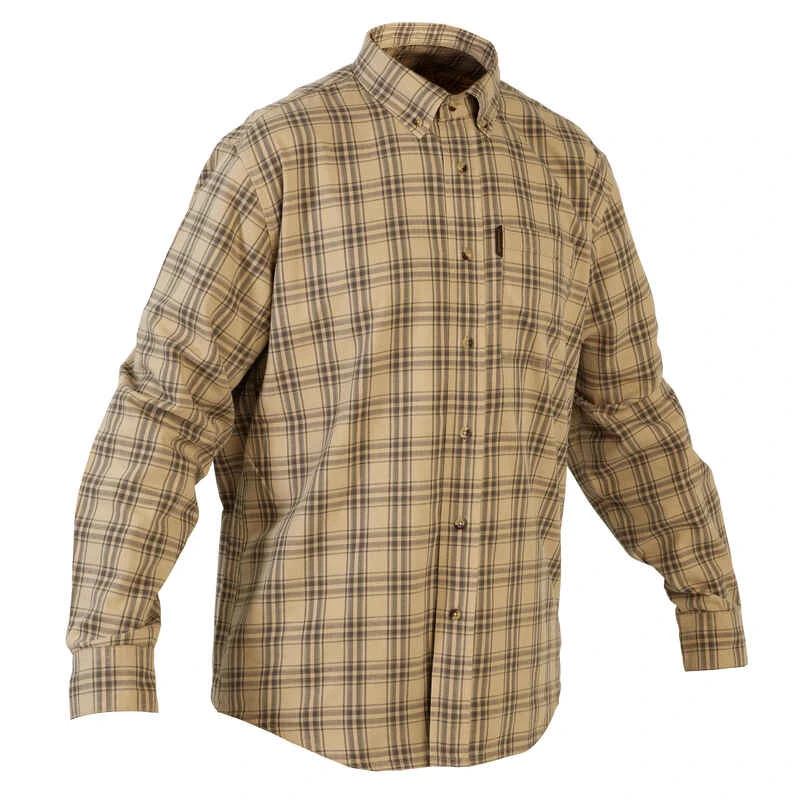Chemise Chasse Coton Manches Longues Respirant Homme - 100 à Carreaux Blanc. 13 Chemise Chasse Coton Manches Longues Respirant Homme - 100 à Carreaux Blanc. – Image 11