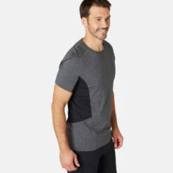 T-shirt Fitness Manches Courtes Slim Coton Col Rond Homme Gris Foncé -ProSportif Boutique 8525258