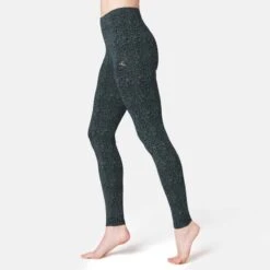 Legging Fitness Long Coton Extensible Femme - Fit+ Bordeaux Avec Imprimé -ProSportif Boutique 8539005