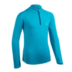 MAILLOT MANCHES LONGUES ENFANT 1/2 ZIP CHAUD - KIPRUN WARM BLEU MARINE -ProSportif Boutique 8552557
