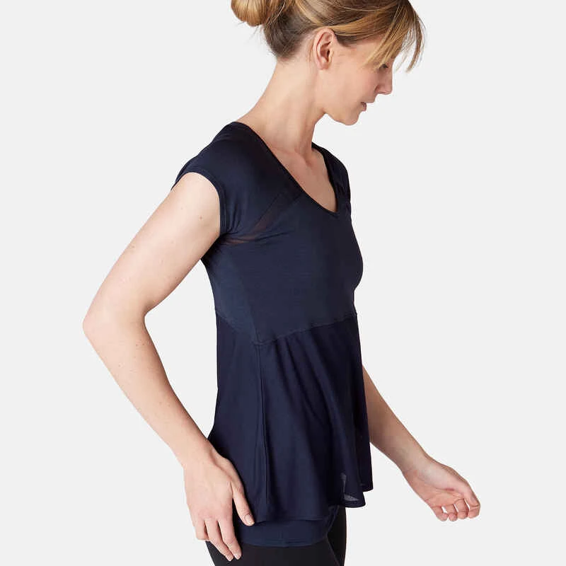 T-Shirt 2 En 1 Pilates Gym Douce Femme Noir 11 T-Shirt 2 En 1 Pilates Gym Douce Femme Noir – Image 9