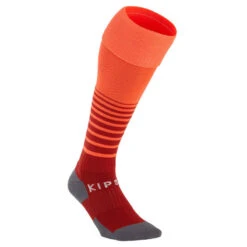 Kipsta Chaussettes De Football VIRALTO SOLO Rayées Rouge Et Orange -ProSportif Boutique 8575846