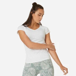 T-shirt Col V Fitness Femme - 500 Rose Quartz -ProSportif Boutique 8578169