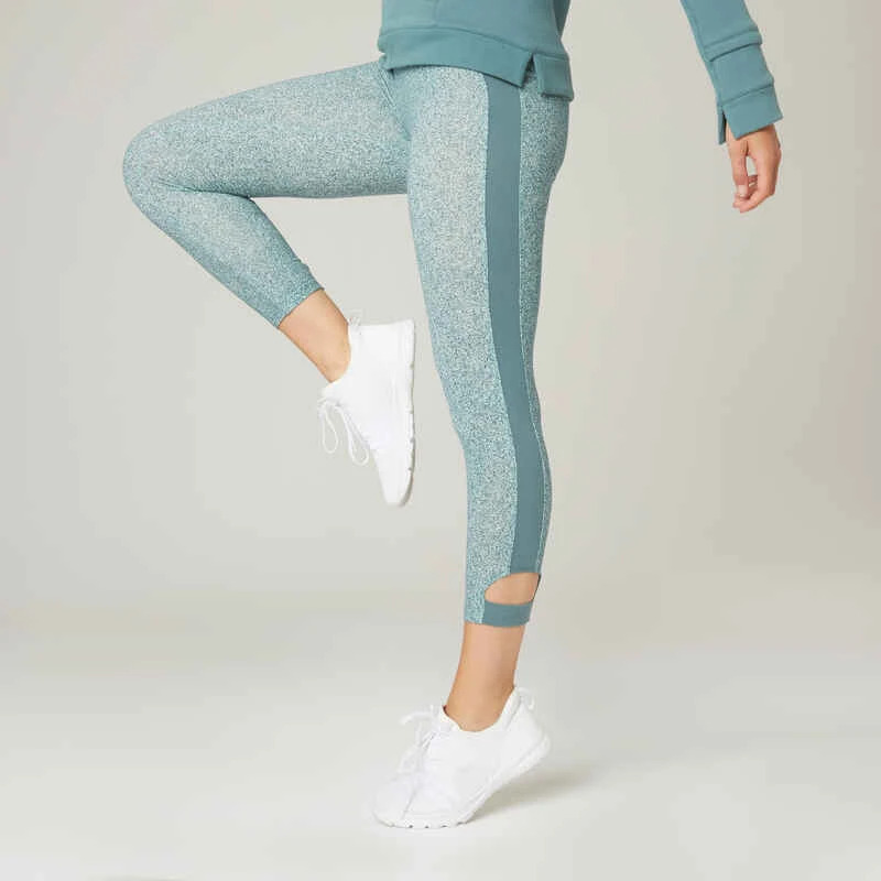 Legging Fitness 7/8 Coton Extensible Respirant Femme - Noir Bordeaux 9 Legging Fitness 7/8 Coton Extensible Respirant Femme - Noir Bordeaux – Image 7