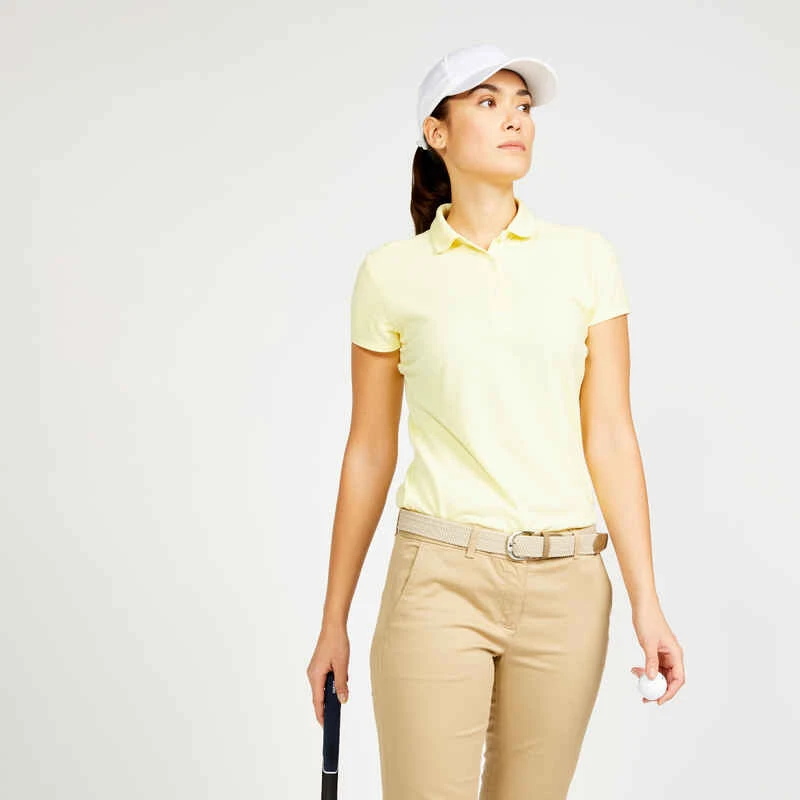 Polo De Golf Manches Courtes Femme MW500 Jaune Pale 13 Polo De Golf Manches Courtes Femme MW500 Jaune Pale – Image 11