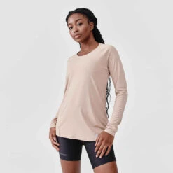 Kalenji T-shirt Manches Longues Running Anti-UV Femme - Sum Protect Long Beige -ProSportif Boutique 8607348