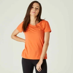 T-shirt Regular Fitness Femme - 500 Essentials Rose Chiné -ProSportif Boutique 8615066