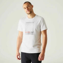 T-shirt Fitness Manches Courtes Droit Col Rond Coton Homme - 500 Gris -ProSportif Boutique 8640452