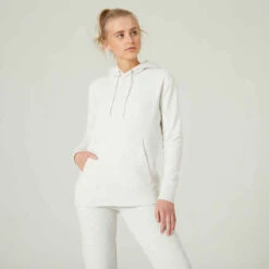 Sweat à Capuche Long Fitness Femme - 500 Essentials Gris -ProSportif Boutique 8645875