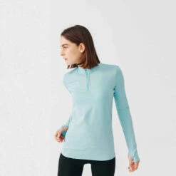 Kalenji T-shirt Manches Longues Chaud Running Femme - Zip Warm Violet -ProSportif Boutique 8646992