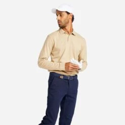 POLO GOLF MANCHES LONGUES HOMME - MW500 BEIGE -ProSportif Boutique 8660301