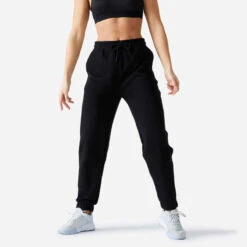 Pantalon Fitness Femme - 500 Essentials Noisette -ProSportif Boutique 8664370