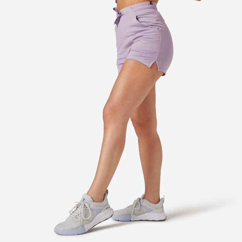 Short Fitness Femme Coton Avec Poche - 520 Mauve 10 Short Fitness Femme Coton Avec Poche - 520 Mauve â Image 8