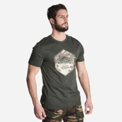 T-shirt Manches Courtes Chasse Coton Homme - 100 Chien Arrêt Vert -ProSportif Boutique 8669040