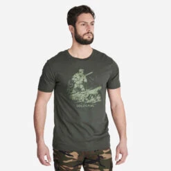 T-shirt Manches Courtes Chasse Coton Homme - 100 Chien Arrêt Vert -ProSportif Boutique 8669046