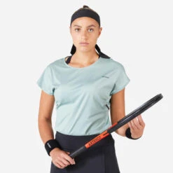 Artengo T-Shirt Tennis Col Rond Dry Soft Femme - Dry 500 Vert De Gris -ProSportif Boutique 8669413