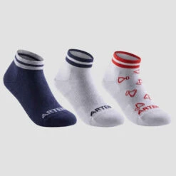 CHAUSSETTES TENNIS ENFANT MI-HAUTES ARTENGO RS 160 MARINE BLANC ROUGE LOT DE 3 -ProSportif Boutique 8670378