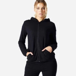 Sweat Zippé Fitness Femme - 100 Bleu Indigo -ProSportif Boutique 8736710