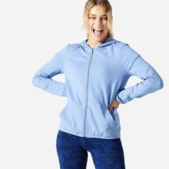 Sweat Zippé Fitness Femme - 100 Bleu Indigo -ProSportif Boutique 8736713