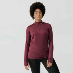 Kalenji T-shirt Manches Longues Chaud Running Femme - Zip Warm Violet -ProSportif Boutique 8750023