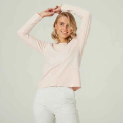 T-shirt Manches Longues Fitness Femme - 500 Rose -ProSportif Boutique 8756150