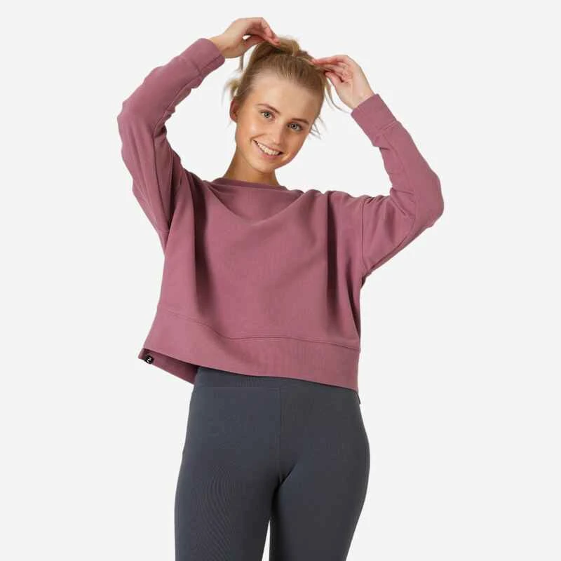 Sweat Loose Fitness Femme - 120 Beige Poudré 8 Sweat Loose Fitness Femme - 120 Beige Poudré – Image 6