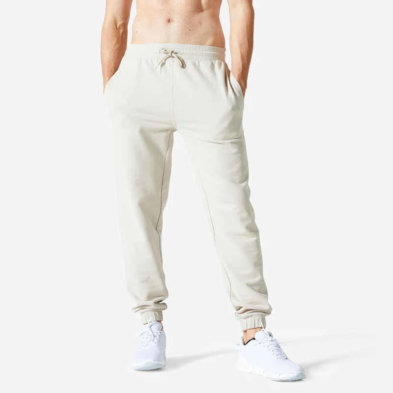 Pantalon Jogging Fitness Homme - 500 Essentials Gris Lin 10 Pantalon Jogging Fitness Homme - 500 Essentials Gris Lin – Image 8