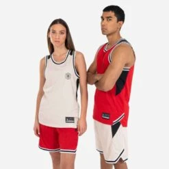 MAILLOT BASKETBALL SANS MANCHE REVERSIBLE HOMME/FEMME - T500R BLANC MARINE USA -ProSportif Boutique 8773754