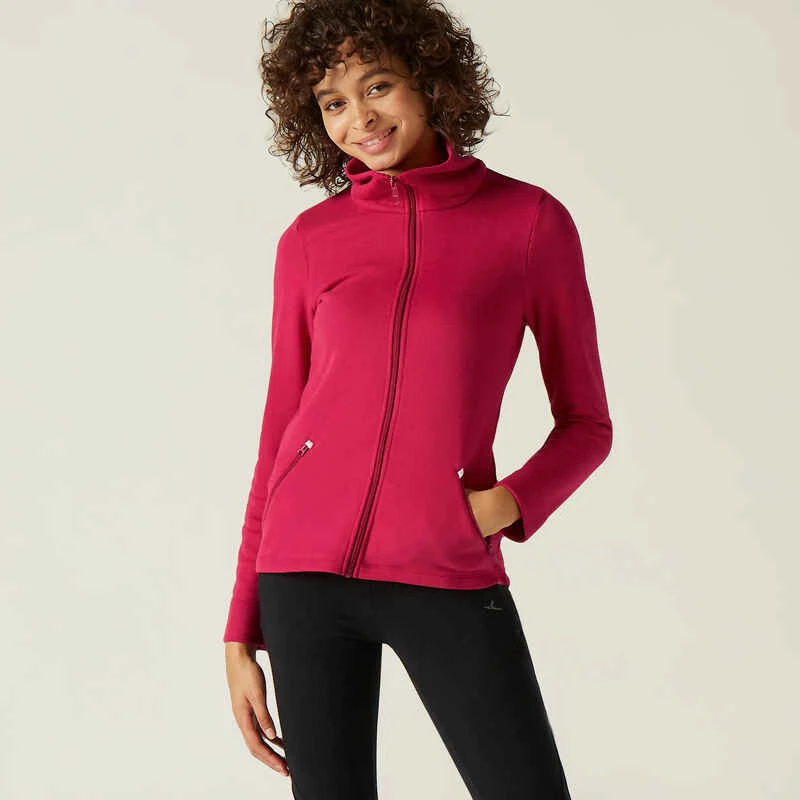 Sweat Zippé Col Haut Fitness Rose 11 Sweat Zippé Col Haut Fitness Rose – Image 9
