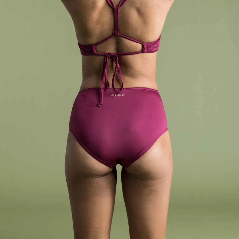 Bas De Maillot De Bain De Surf Femme Taille Haute ROMI ROUGE BORDEAUX 4 Bas De Maillot De Bain De Surf Femme Taille Haute ROMI ROUGE BORDEAUX – Image 2