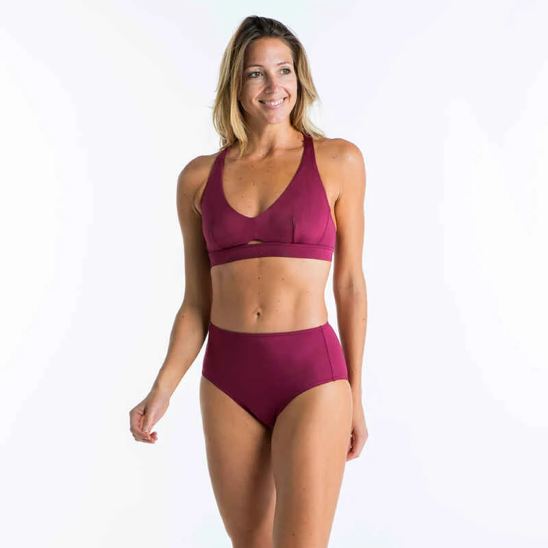Bas De Maillot De Bain De Surf Femme Taille Haute ROMI ROUGE BORDEAUX 10 Bas De Maillot De Bain De Surf Femme Taille Haute ROMI ROUGE BORDEAUX – Image 8