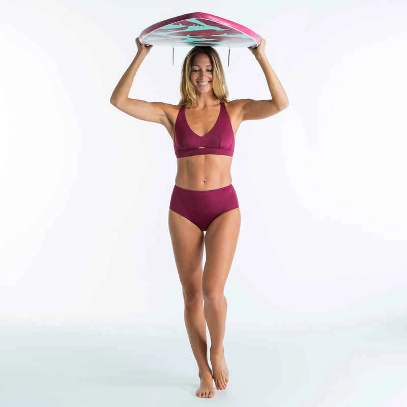 Bas De Maillot De Bain De Surf Femme Taille Haute ROMI ROUGE BORDEAUX 12 Bas De Maillot De Bain De Surf Femme Taille Haute ROMI ROUGE BORDEAUX – Image 10