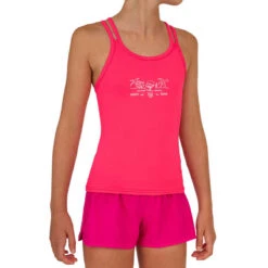 Boardshort Fille Court Avec Ceinture élastiquée KINA ROSE -ProSportif Boutique boardshort fille court avec ceinture elastiquee kina corail fluo 2