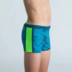 Boxer De Bain Natation Garçon - Yokob - Bleu Sombre / Vert Fluo -ProSportif Boutique boxer de bain natation garcon yokob bleu sombre slash vert fluo 2