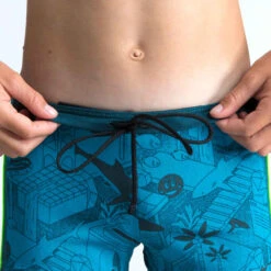 Boxer De Bain Natation Garçon - Yokob - Bleu Sombre / Vert Fluo -ProSportif Boutique boxer de bain natation garcon yokob bleu sombre slash vert fluo 4