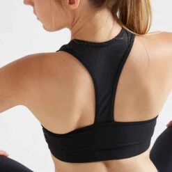 Brassière Fitness Maintien Léger 100 Noire -ProSportif Boutique brassiere fitness cardio training femme noire 100 2