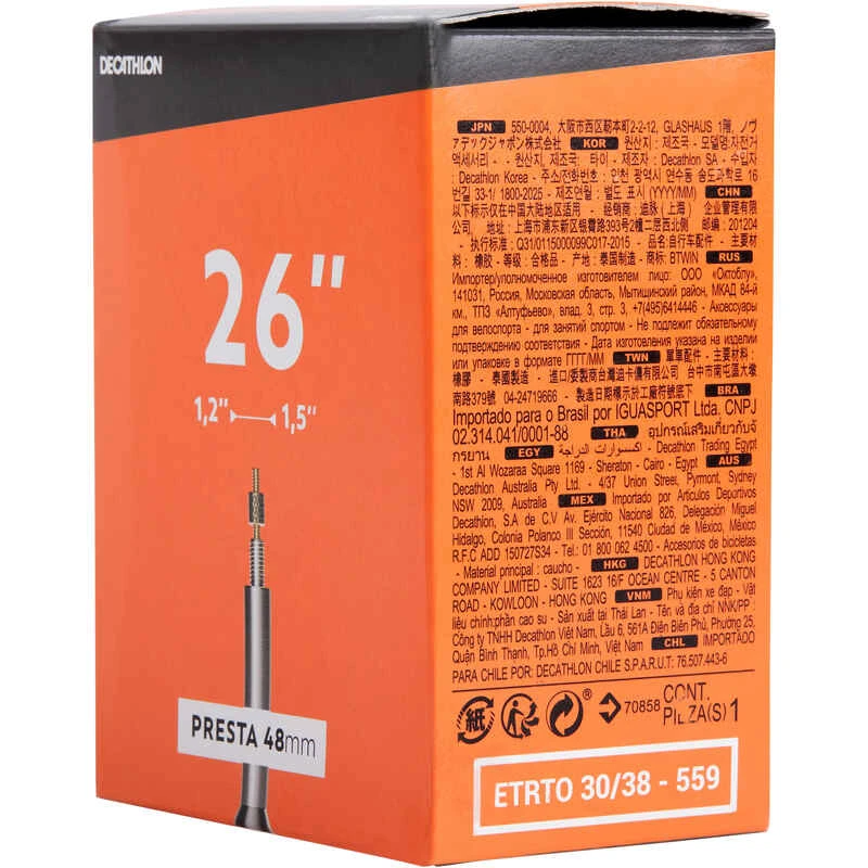 Decathlon CHAMBRE A AIR 26x1,2/1,5 VALVE PRESTA 48MM 4 Decathlon CHAMBRE A AIR 26x1,2/1,5 VALVE PRESTA 48MM – Image 2