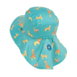 Chapeau Anti UV Bébé Réversible Jaune Et Bleu Imprimé SAVANE -ProSportif Boutique chapeau anti uv bebe reversible bleu et imprime palmiers 7