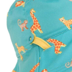 Chapeau Anti UV Bébé Réversible Jaune Et Bleu Imprimé SAVANE -ProSportif Boutique chapeau anti uv bebe reversible bleu et imprime palmiers 8