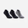 CHAUSSETTES TENNIS ENFANT BASSES ARTENGO RS 160 NOIR NOIR GRIS LOT DE 3