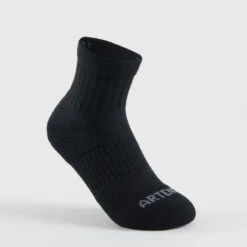 CHAUSSETTES DE SPORT ENFANT MI-HAUTES ARTENGO RS 500 NOIR GRIS LOT DE 3 -ProSportif Boutique chaussettes tennis enfant mi hautes artengo rs 500 blanc lot de 3 1