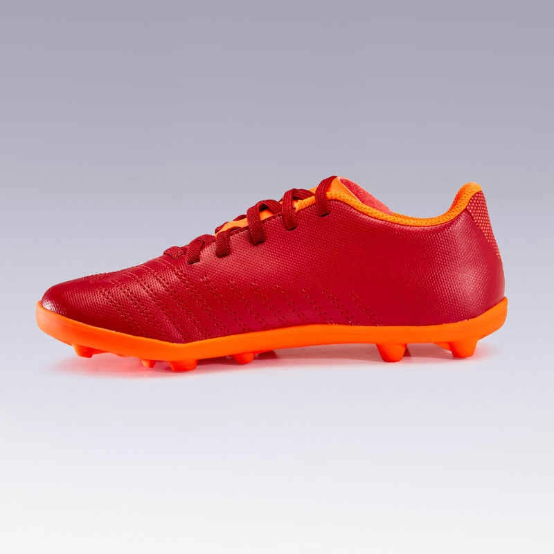 Kipsta Chaussure De Football Enfant Terrain Sec AGILITY 140 FG Scratch Bordeaux Orange 4 Kipsta Chaussure De Football Enfant Terrain Sec AGILITY 140 FG Scratch Bordeaux Orange – Image 2