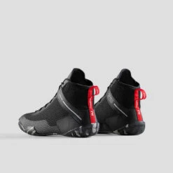 Chaussures De Boxe Anglaise 500 Noires, Légères Et Flexibles. -ProSportif Boutique chaussures de boxe anglaise 500 grises legeres et flexibles 2