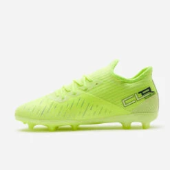 Kipsta CHAUSSURES DE FOOTBALL ENFANT A LACETS CLR FG NEON JAUNE -ProSportif Boutique chaussures de football enfant clr 900 fg terrain sec herbe ou synthetique orange 6
