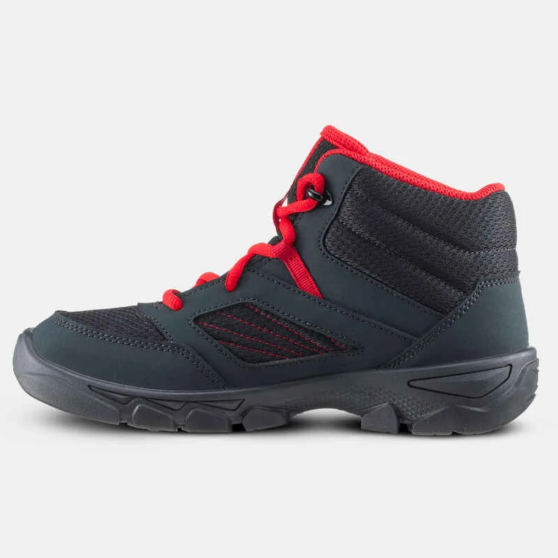 Quechua Chaussures De Randonnée Enfant Avec Lacets MH100 MID Grise Foncée Du 35 AU 38 4 Quechua Chaussures De Randonnée Enfant Avec Lacets MH100 MID Grise Foncée Du 35 AU 38 – Image 2