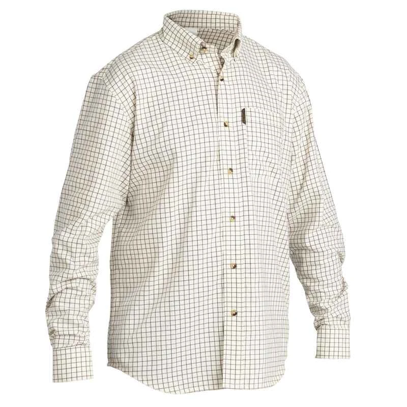Chemise Chasse Coton Manches Longues Respirant Homme - 100 à Carreaux Blanc. 3 Chemise Chasse Coton Manches Longues Respirant Homme - 100 à Carreaux Blanc.